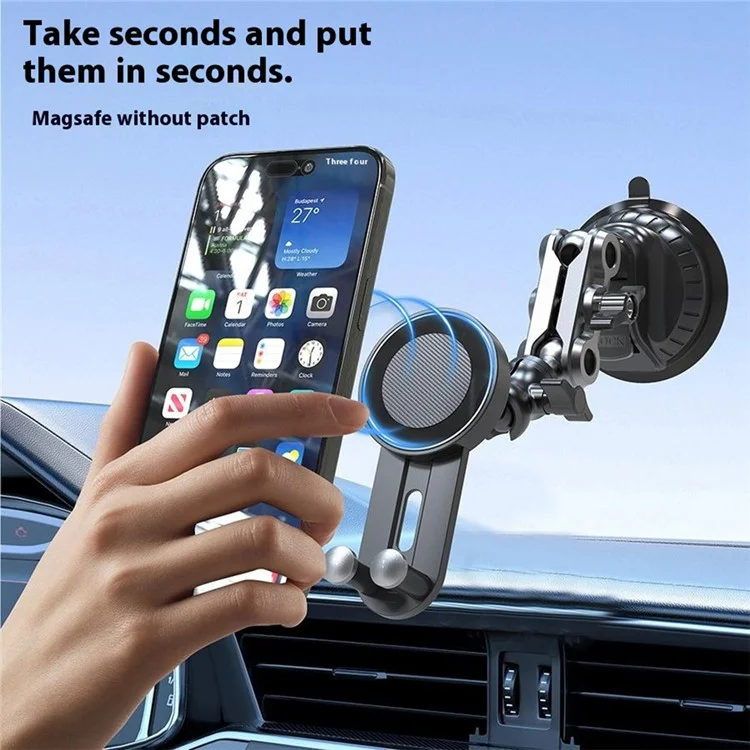 X037 Short Type Compatible with MagSafe Car Phone Holder Suction Cup Base Long Arm Cellphone Bracket