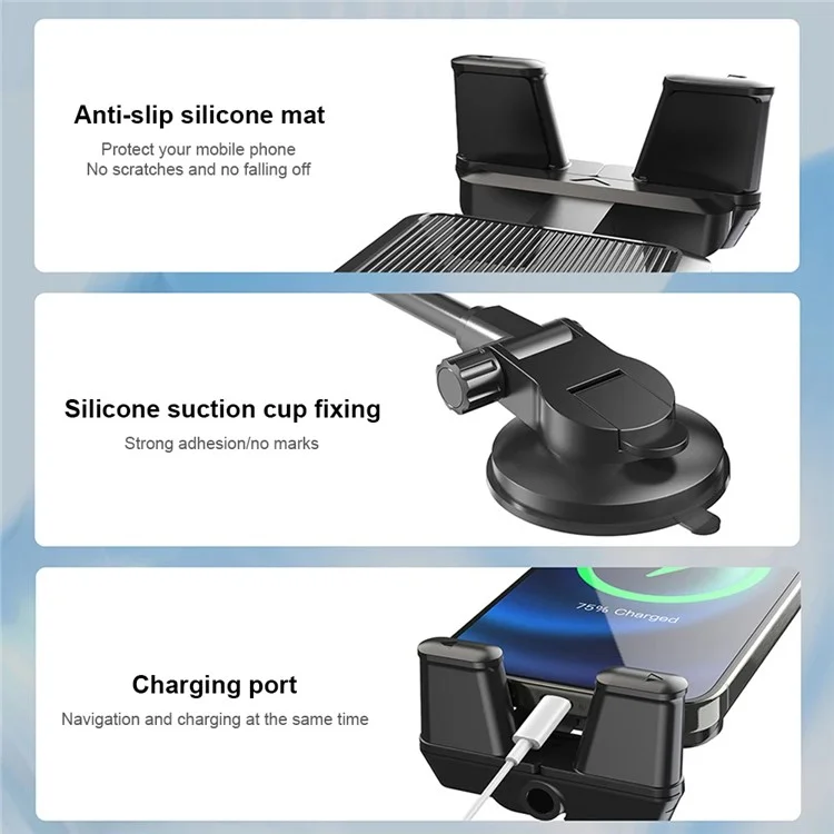 X034PAD Suction Cup Base Flexible Gooseneck Phone Holder Bracket for Car Windshield Dashboard