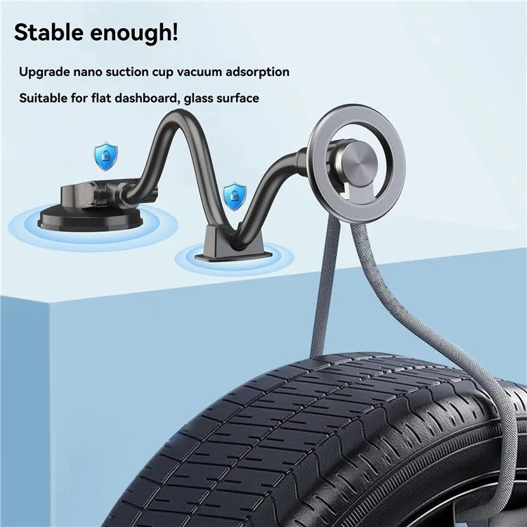 X035 Universal Car Magnetic Phone Holder Flexible Gooseneck Long Arm Suction Cup Mount Bracket