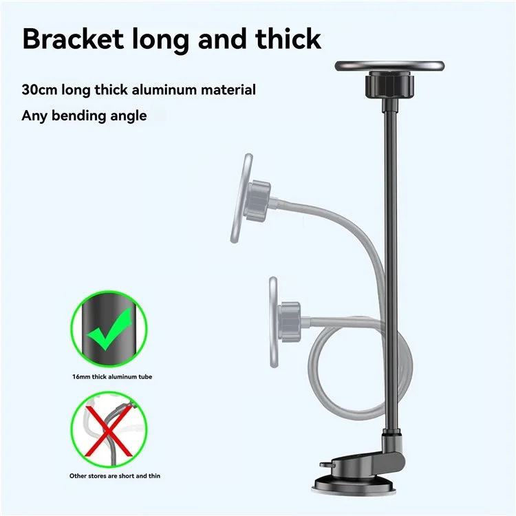 X035 Universal Car Magnetic Phone Holder Flexible Gooseneck Long Arm Suction Cup Mount Bracket