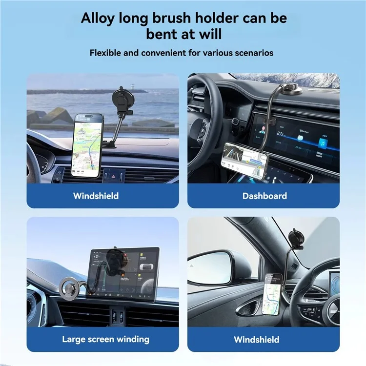 X035 Universal Car Magnetic Phone Holder Flexible Gooseneck Long Arm Suction Cup Mount Bracket