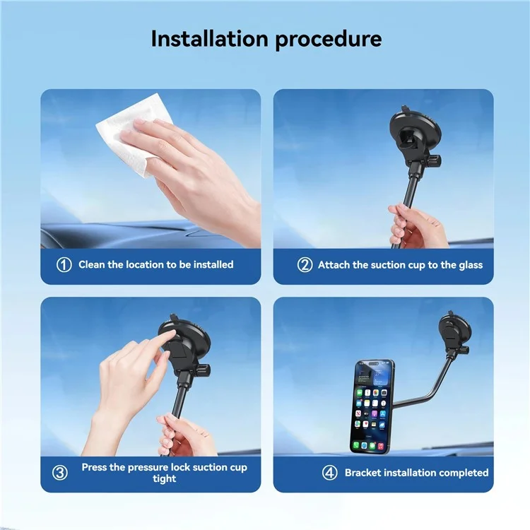 X035 Universal Car Magnetic Phone Holder Flexible Gooseneck Long Arm Suction Cup Mount Bracket