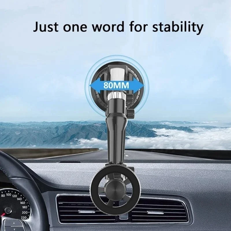 XWJ-JX04 360 Degree Rotation Magnetic Car Mount Suction Cup Base Long Arm Phone Holder for Dashboard Windshield - Single Hole
