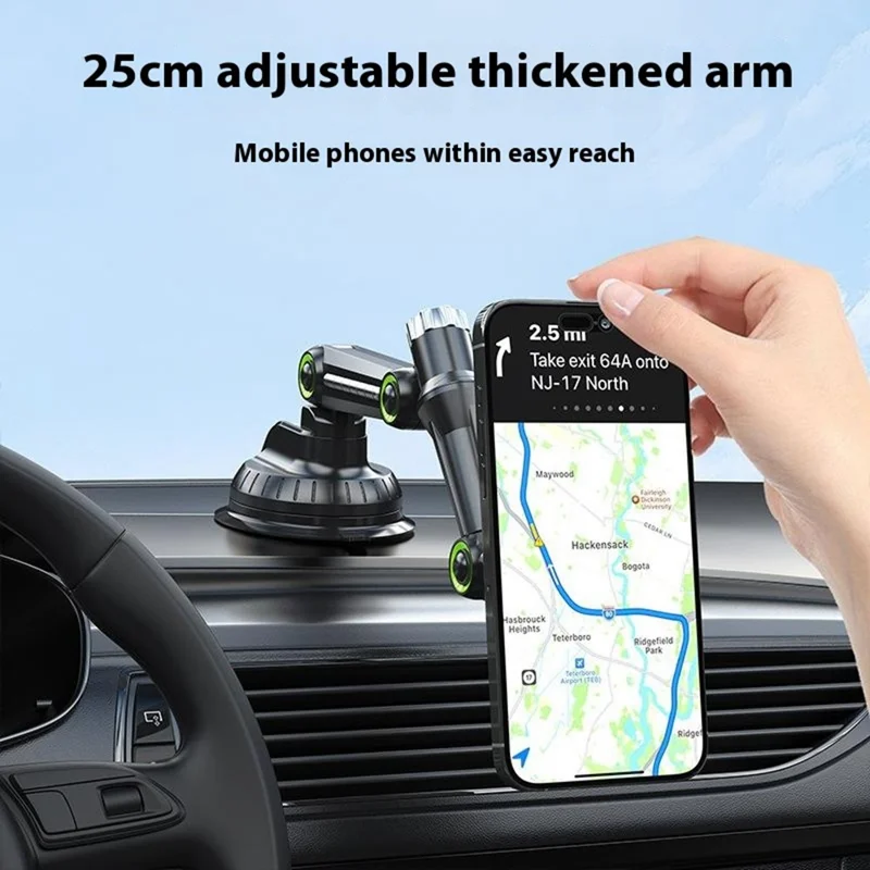 XWJ-JX04 360 Degree Rotation Magnetic Car Mount Suction Cup Base Long Arm Phone Holder for Dashboard Windshield - Single Hole