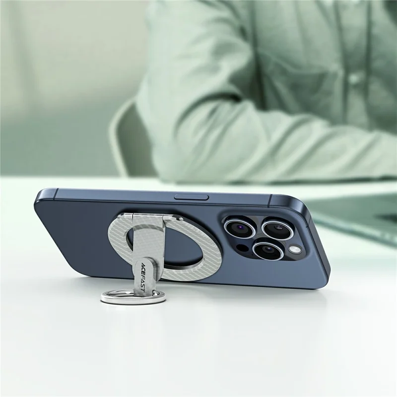 ACEFAST E25 Magnetic Ring Stand Phone Holder Aluminum Alloy 360 Degree Rotation Phone Back Kickstand - Silver