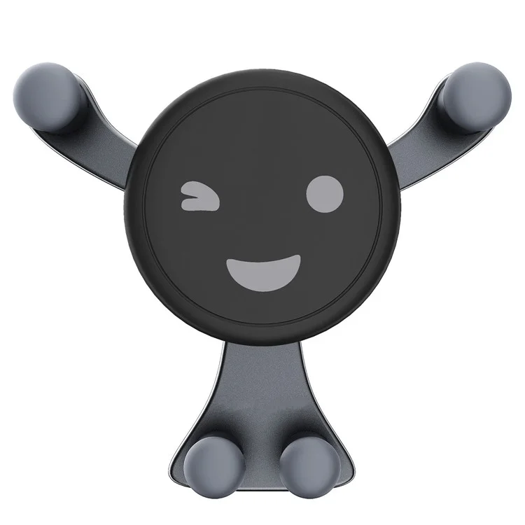 Suporte de Celular para Carro com Design de Emoji Sorridente - Apoio Universal para Saída de Ar para Navegação - Cinza