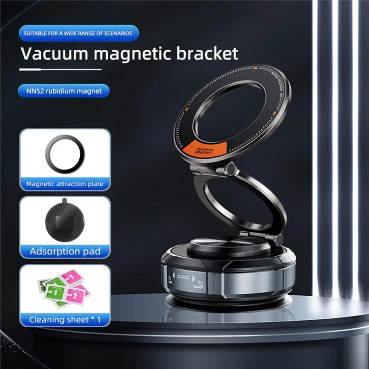 SD07 360 Degree Adjustable Vacuum Suction Phone Holder Magnetic Car Mount Foldable Stand