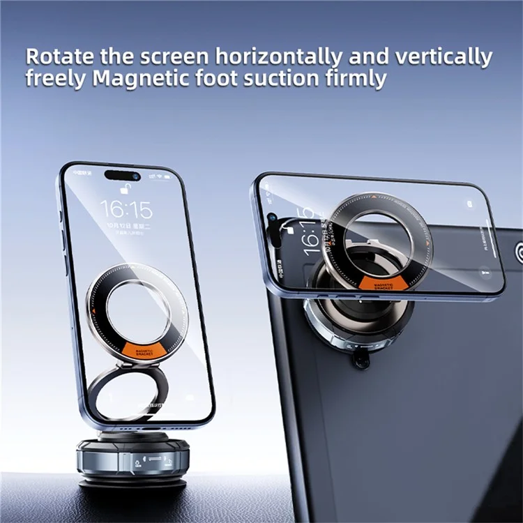 SD07 360 Degree Adjustable Vacuum Suction Phone Holder Magnetic Car Mount Foldable Stand