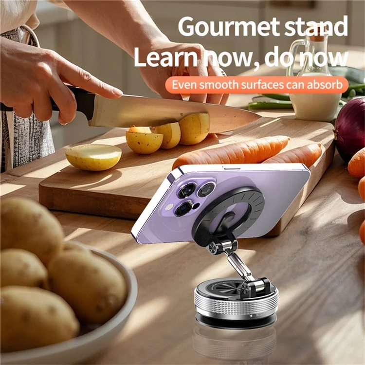 SD08 Multifunctional Vacuum Suction Phone Holder 360 Degree Rotation Magnetic Car Mount Foldable Stand