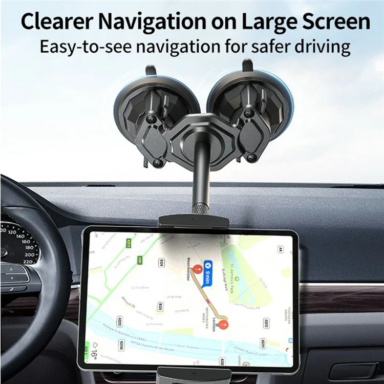 Support de Tablette LANPARTE RBA-P2L à Double Ventouse Version Étendue - Support Universel pour Voiture avec Bras Ajustable