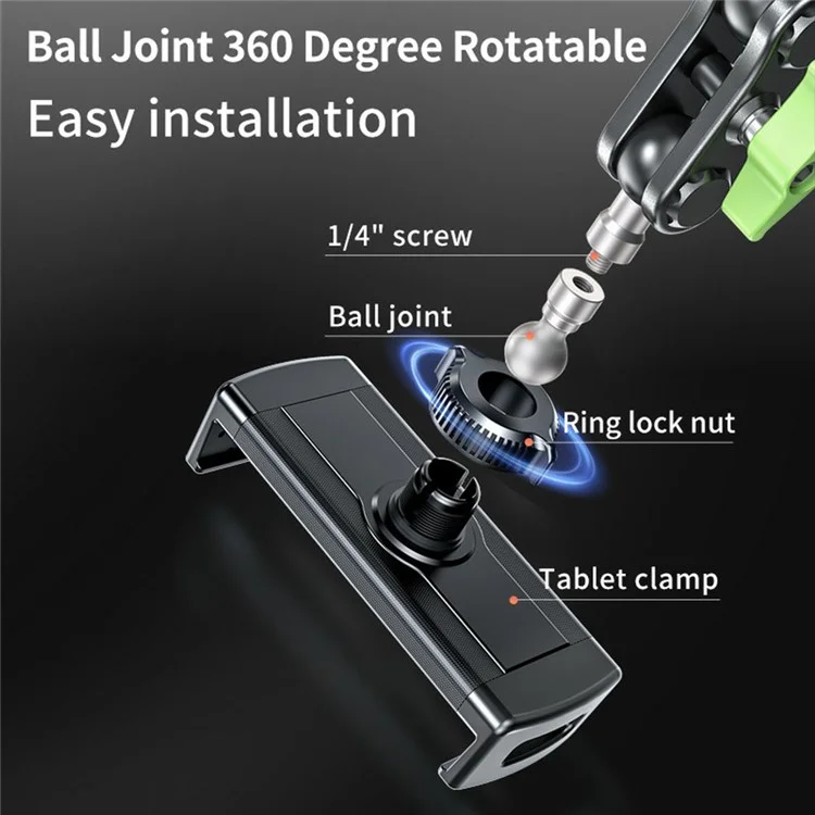 Support de Tablette LANPARTE RBA-P2L à Double Ventouse Version Étendue - Support Universel pour Voiture avec Bras Ajustable