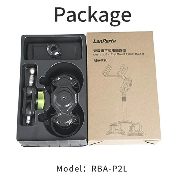 Support de Tablette LANPARTE RBA-P2L à Double Ventouse Version Étendue - Support Universel pour Voiture avec Bras Ajustable