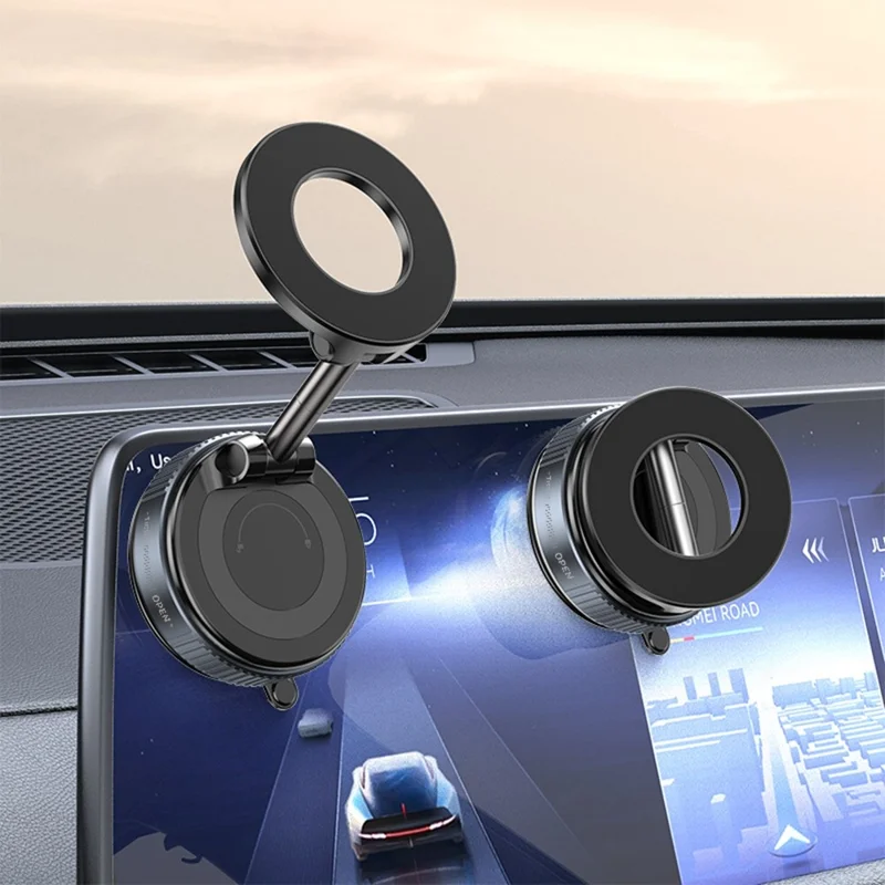 Supporto Magnetico per Telefono K007 con Rotazione a 360 Gradi, Base con Ventosa per Auto, Supporto da Cruscotto - Nero