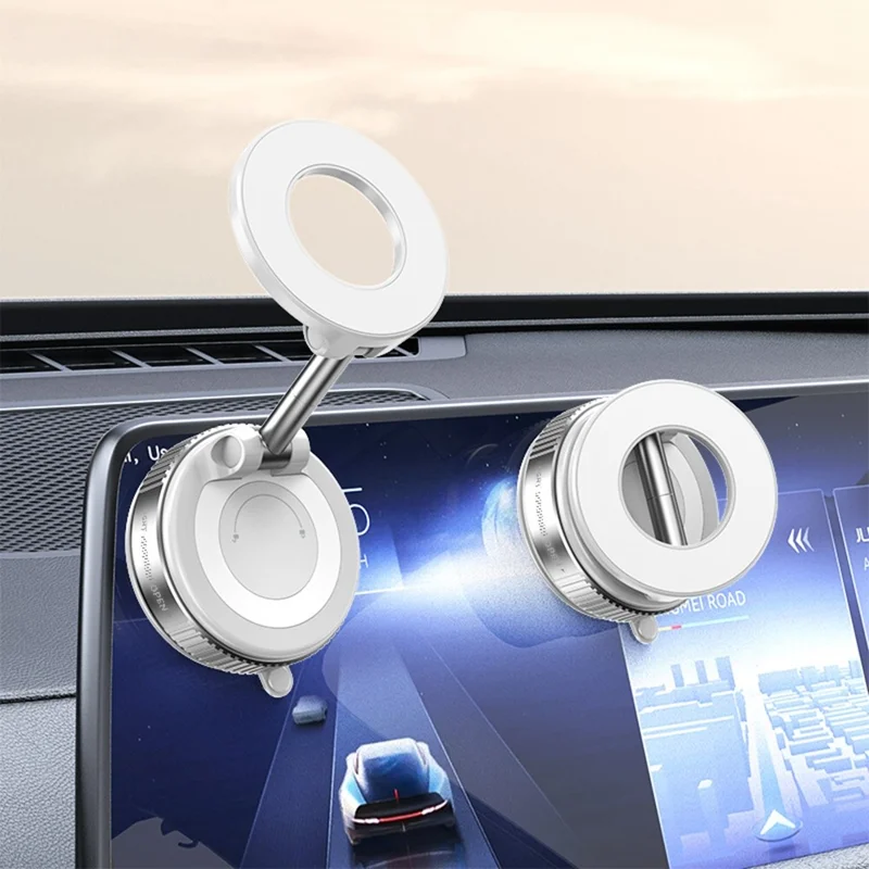 K007 360 Degree Rotation Car Suction Cup Base Magnetic Mount Phone Holder Dashboard Stand - White
