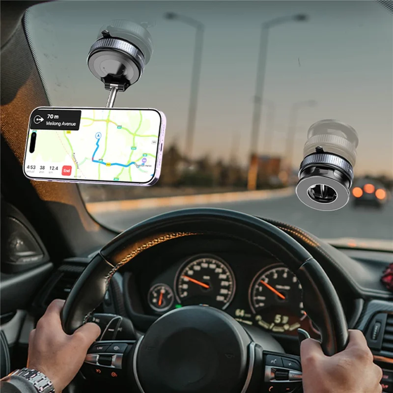 K007 360 Degree Rotation Car Suction Cup Base Magnetic Mount Phone Holder Dashboard Stand - White