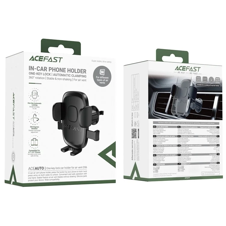 ACEFAST D56 Supporto per auto per cellulare Rotazione a 360 gradi Supporto per telefono a bloccaggio automatico