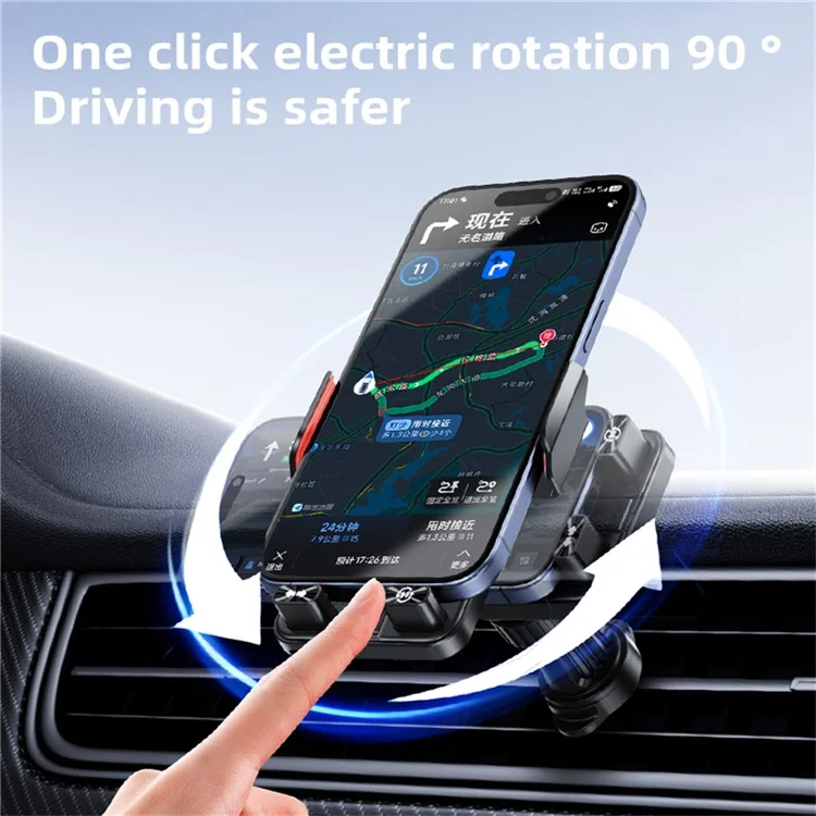 SD19 Supporto per auto Caricatore wireless magnetico da 15 W Rotazione a 360 gradi - Grigio
