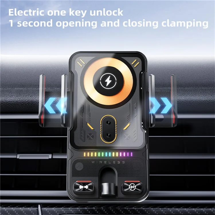 SD19 Supporto per auto Caricatore wireless magnetico da 15 W Rotazione a 360 gradi - Grigio