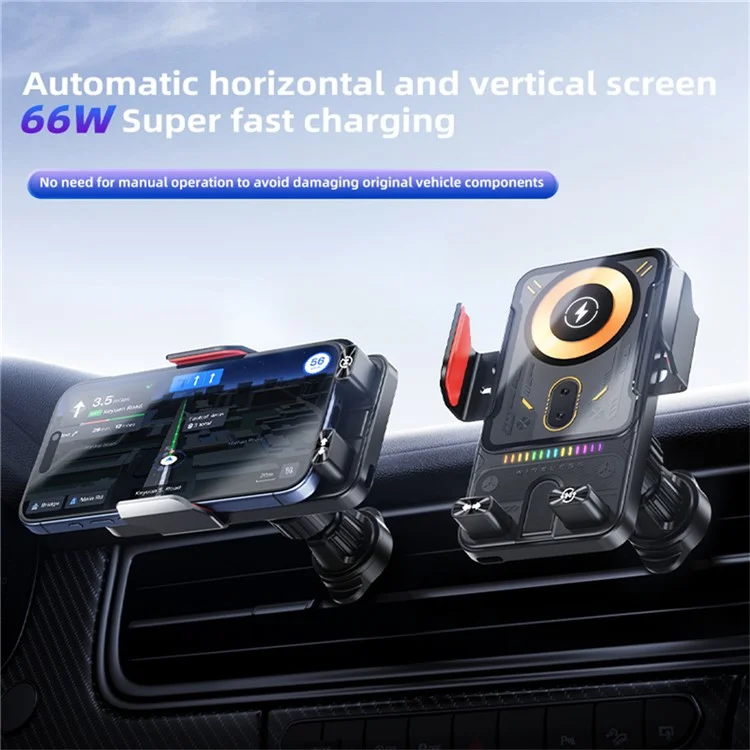 SD19 Supporto per auto Caricatore wireless magnetico da 15 W Rotazione a 360 gradi - Grigio