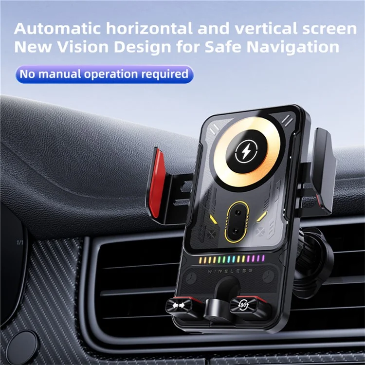 SD19 Supporto per auto Caricatore wireless magnetico da 15 W Rotazione a 360 gradi - Grigio