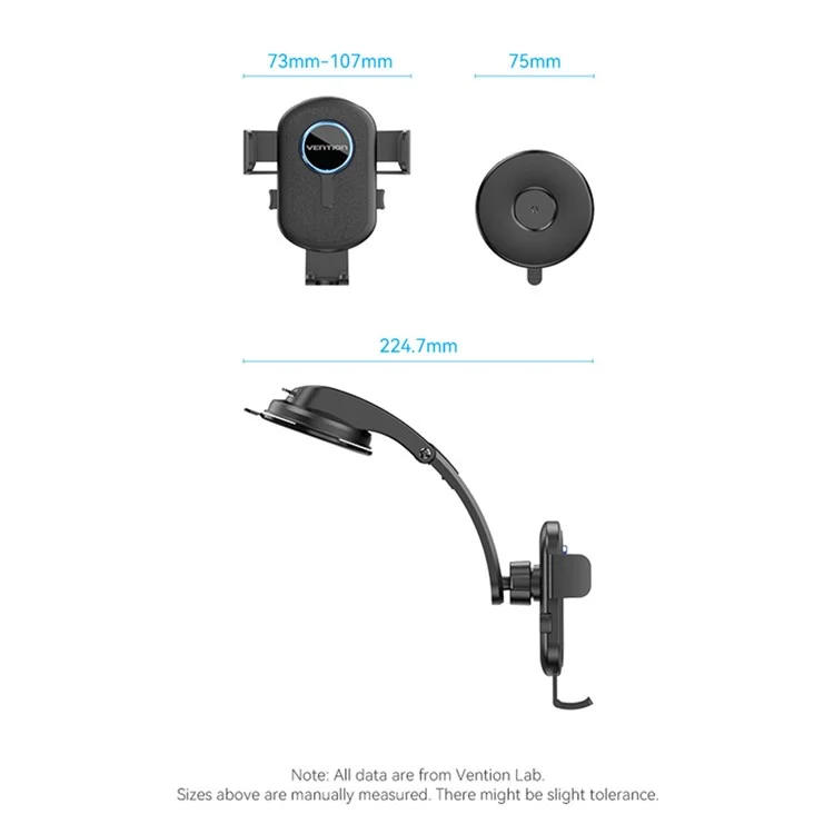 VENTION KSCB0 One Touch Clamp Car Phone Holder Suction Cup Mount Bracket for Dashboard / Windshield