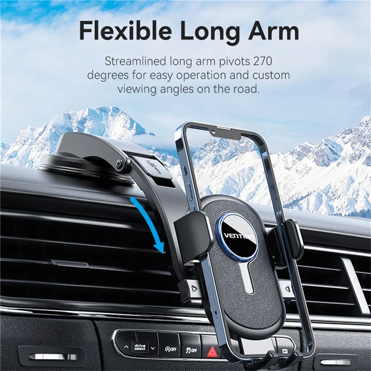 VENTION KSCB0 One Touch Clamp Car Phone Holder Suction Cup Mount Bracket for Dashboard / Windshield
