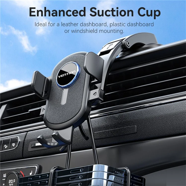 VENTION KSCB0 One Touch Clamp Car Phone Holder Suction Cup Mount Bracket for Dashboard / Windshield