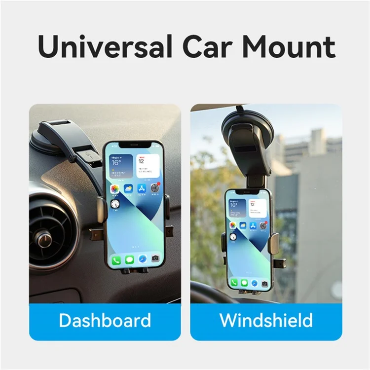 VENTION KSCB0 One Touch Clamp Car Phone Holder Suction Cup Mount Bracket for Dashboard / Windshield