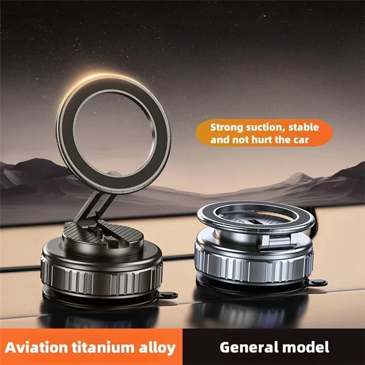 G712 360 Degree Rotation Vacuum Suction Cellphone Holder Dashboard Stand Car Magnetic Phone Mount - Black