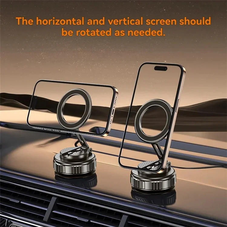 G712 360 Degree Rotation Vacuum Suction Cellphone Holder Dashboard Stand Car Magnetic Phone Mount - Black