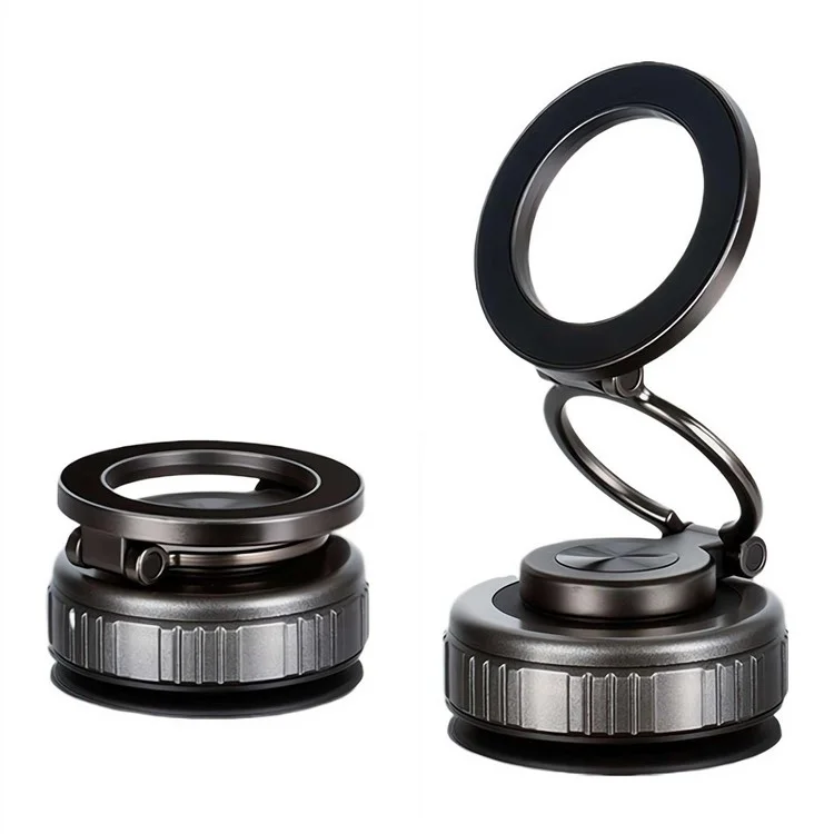 G512 Magnetic Car Phone Holder Dashboard Mount Suction Cup Base 360 Degree Rotation Foldable Stand - Grey