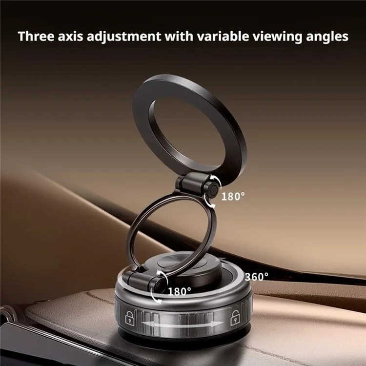 G512 Magnetic Car Phone Holder Dashboard Mount Suction Cup Base 360 Degree Rotation Foldable Stand - Grey