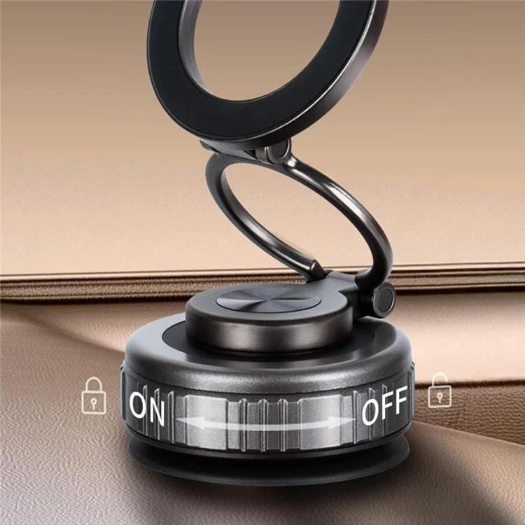 G512 Magnetic Car Phone Holder Dashboard Mount Suction Cup Base 360 Degree Rotation Foldable Stand - Grey