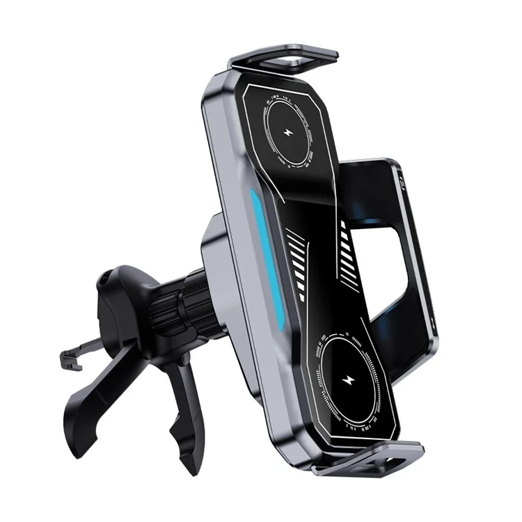 A001 Wireless Charging Car Vent Mount Holder for Foldable Phones 15W Fast Charger with Atmosphere Light