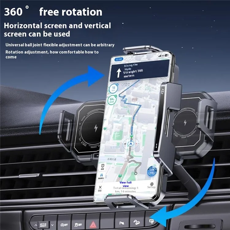 A001 Wireless Charging Car Vent Mount Holder for Foldable Phones 15W Fast Charger with Atmosphere Light