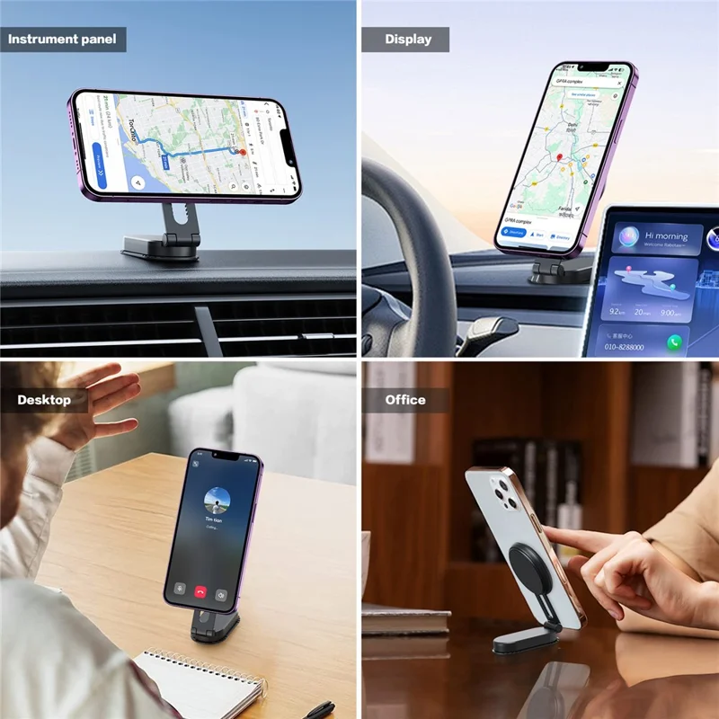 MA-151P Compatible with MagSafe Car Phone Holder Retractable Cellphone Bracket Adhesive Mount Folding Stand