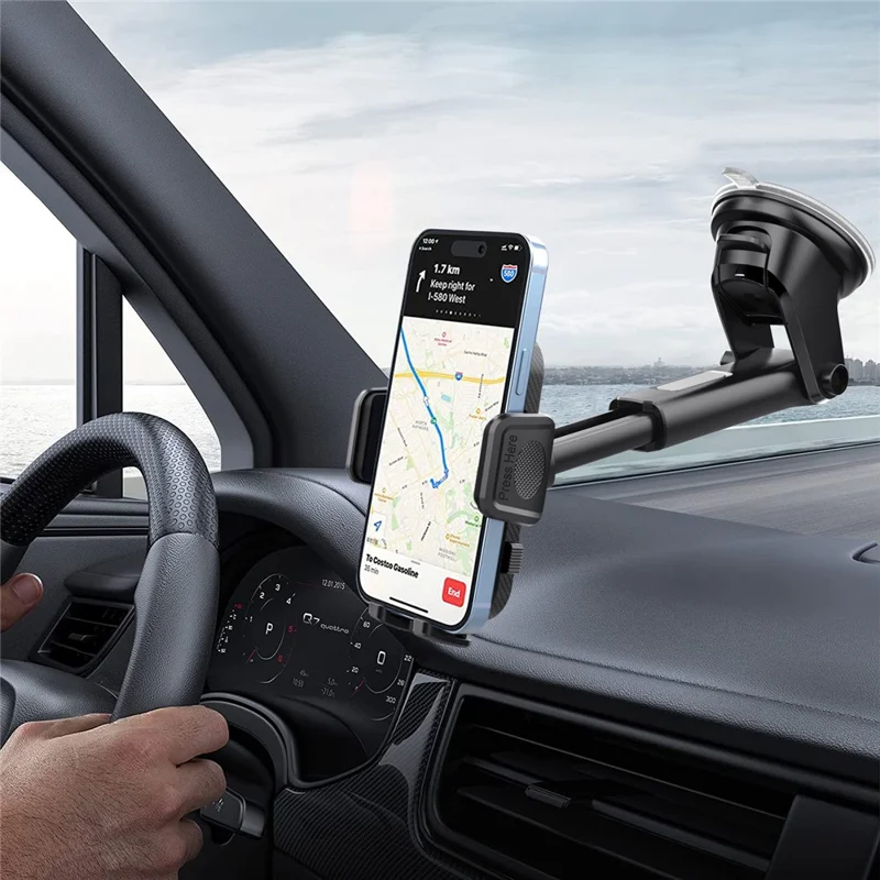 ML213 Car Phone Mount 360° Rotation Suction Cup Dashboard Windshield Cell Phone Holder - Black