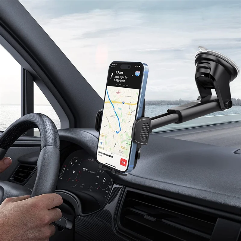 ML209 2 in 1 Car Phone Holder Mount Powerful Suction Phone Mount for Car Dashboard Windshield - Black
