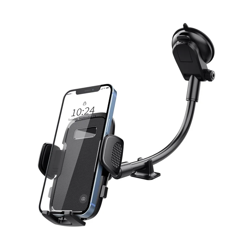 ML219 Car Suction Cup Phone Mount with Gooseneck Long Arm Mobile Holders for Dashboard, Windshield - Black