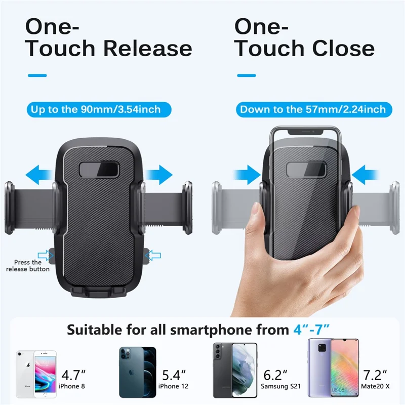ML219 Car Suction Cup Phone Mount with Gooseneck Long Arm Mobile Holders for Dashboard, Windshield - Black