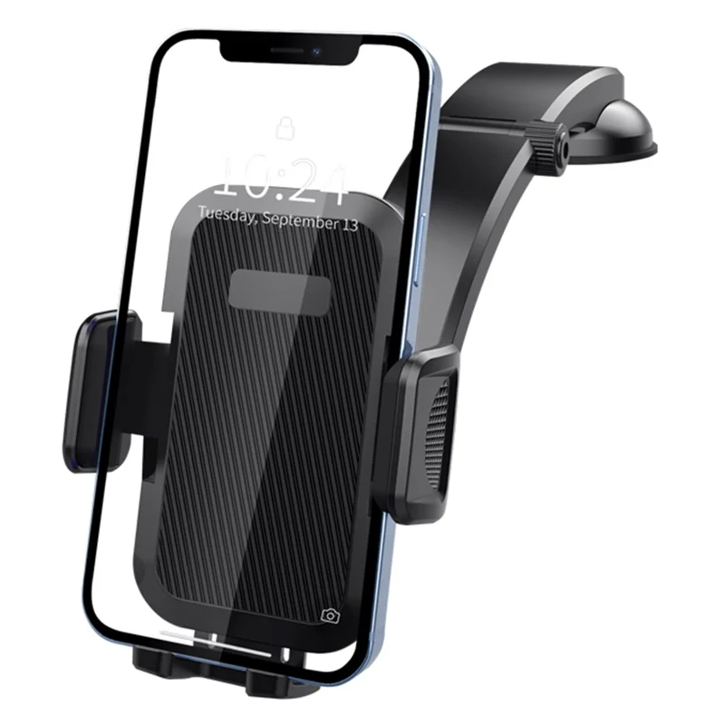 ML199 Car Dashboard Phone Mount Strong Suction Cup Adjustable Telescopic Arm Mobile Holder - Black