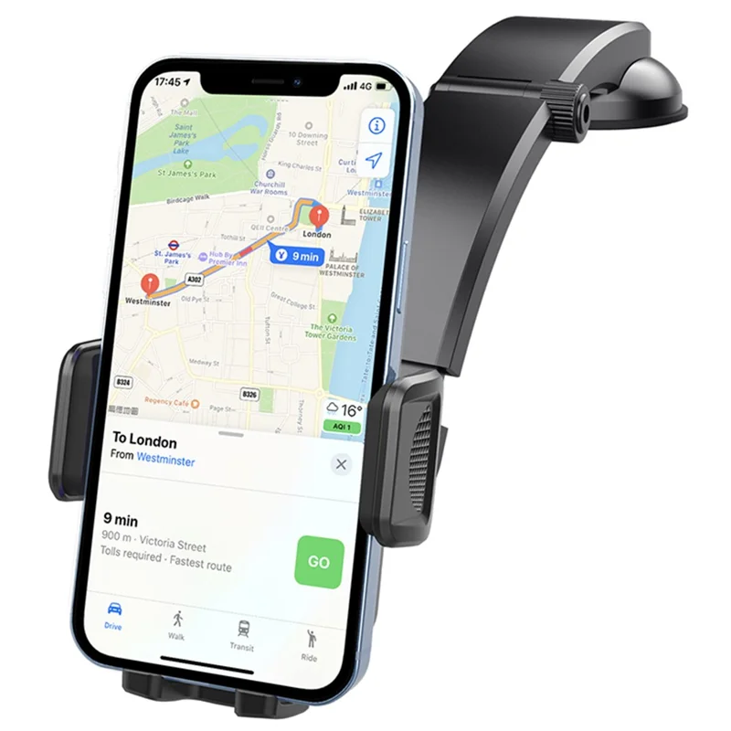 ML199 Car Dashboard Phone Mount Strong Suction Cup Adjustable Telescopic Arm Mobile Holder - Black