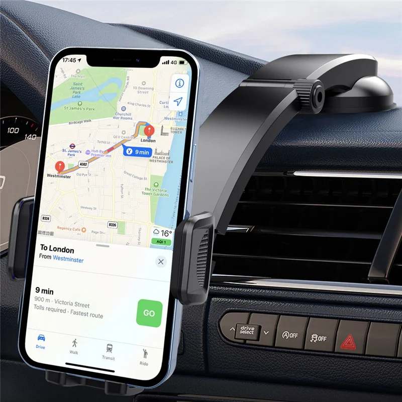 ML199 Car Dashboard Phone Mount Strong Suction Cup Adjustable Telescopic Arm Mobile Holder - Black