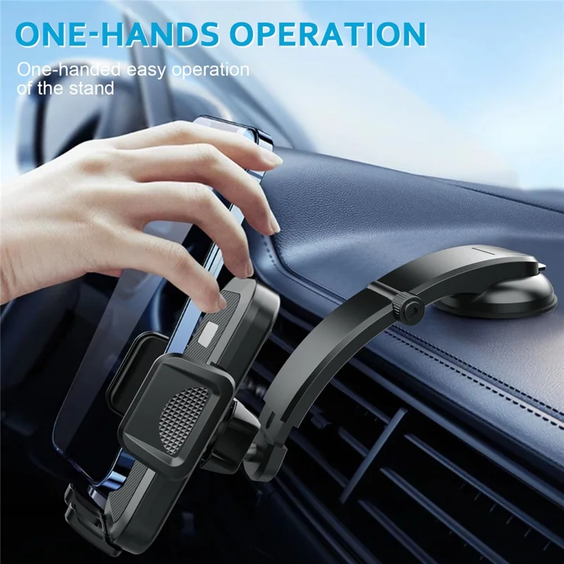 ML199 Car Dashboard Phone Mount Strong Suction Cup Adjustable Telescopic Arm Mobile Holder - Black