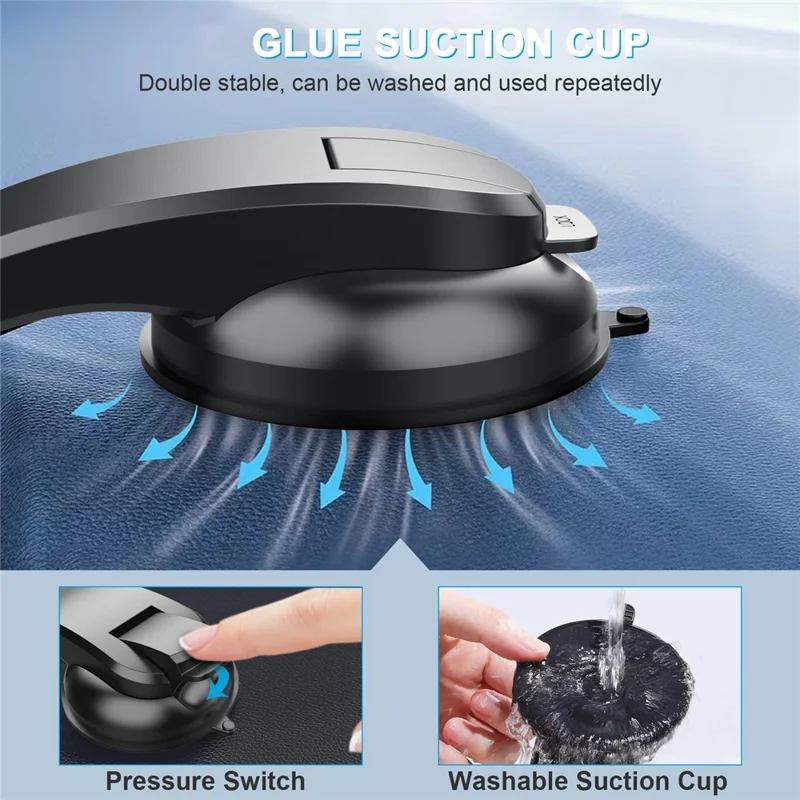 ML199 Car Dashboard Phone Mount Strong Suction Cup Adjustable Telescopic Arm Mobile Holder - Black