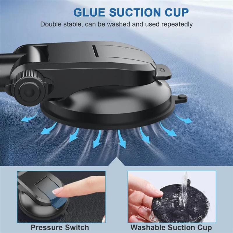 ML201 Gooseneck Car Phone Holder Suction Cup Windshield Phone Mount with Flexibile Long Arm - Black