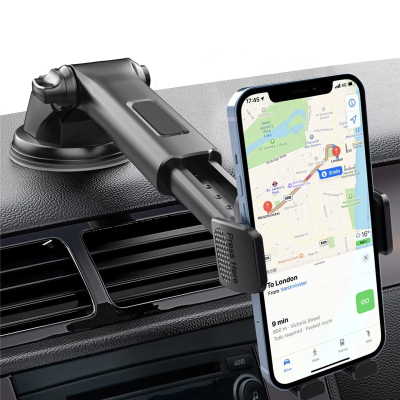 ML211 Strong Suction Car Phone Holder Dashboard Windshield Adjustable Extendable Mount Bracket - Grey