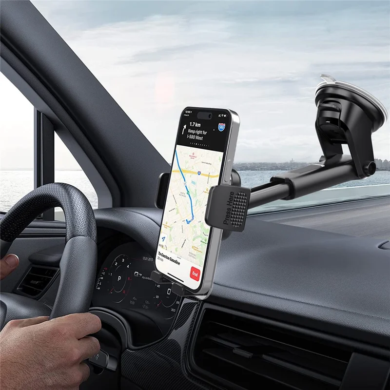 ML211 Strong Suction Car Phone Holder Dashboard Windshield Adjustable Extendable Mount Bracket - Grey