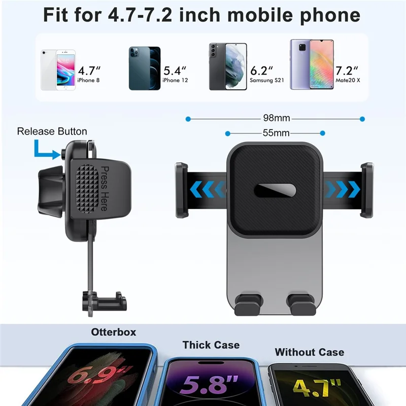 ML211 Strong Suction Car Phone Holder Dashboard Windshield Adjustable Extendable Mount Bracket - Grey