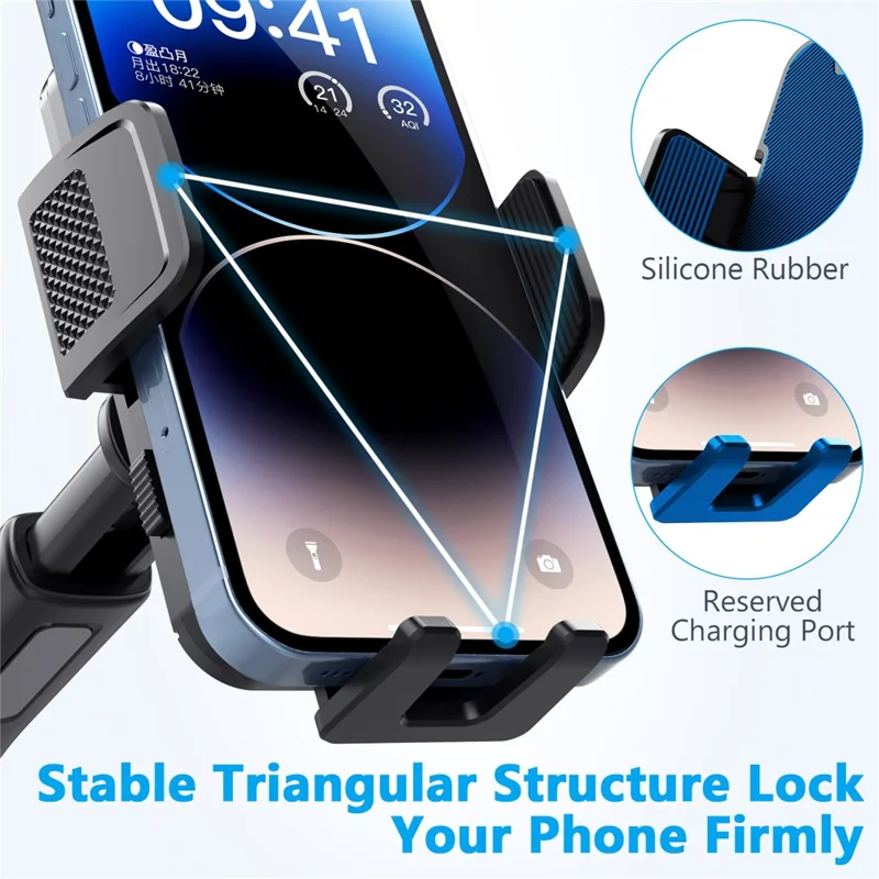 Suporte de Telefone para Carro ML236 com Rotação de 360 Graus, Extensível, com Ventosa para Painel e Para-brisa - Preto